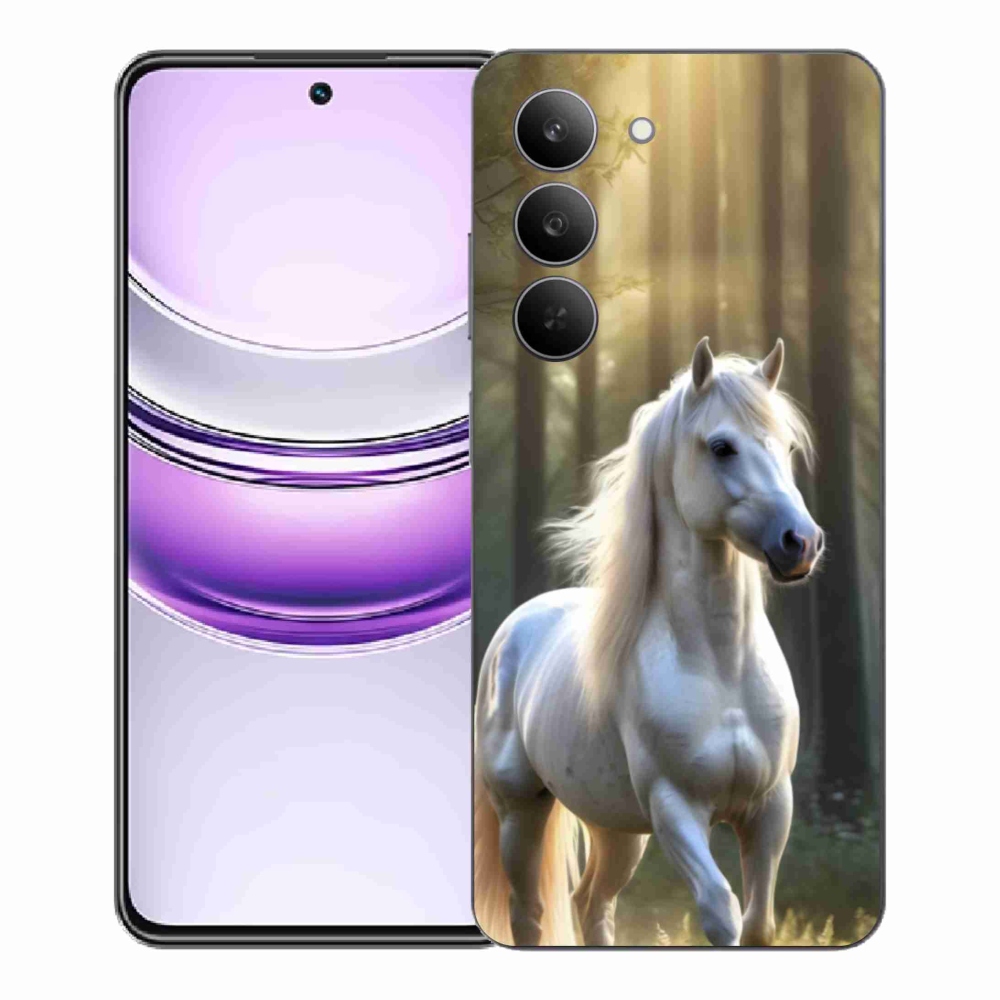 Gélový kryt mmCase na Realme 14x 5G - biely kôň 3