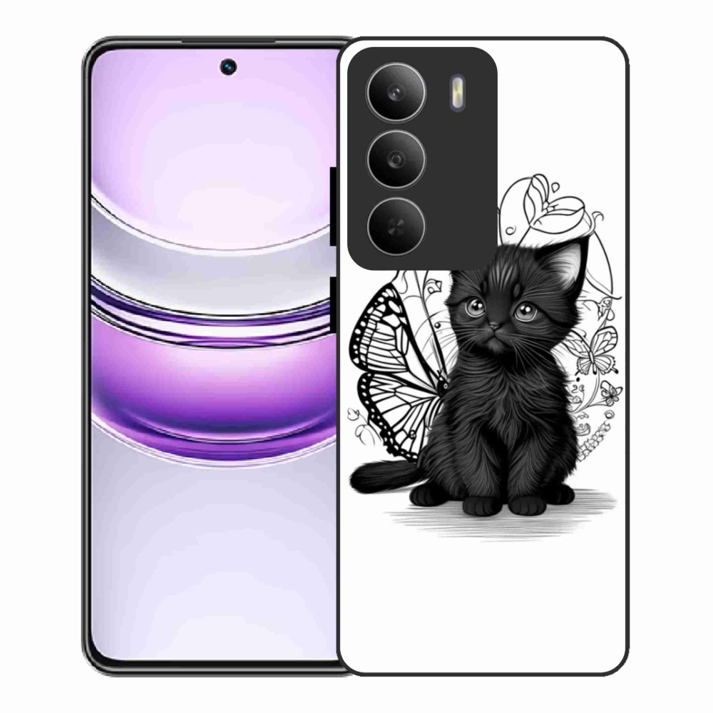Gélový kryt mmCase na Realme 14x 5G - čierne mačiatko