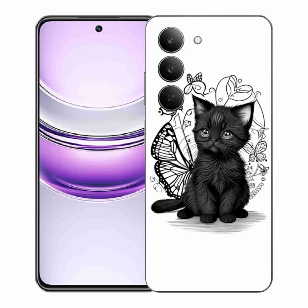 Gélový kryt mmCase na Realme 14x 5G - čierne mačiatko