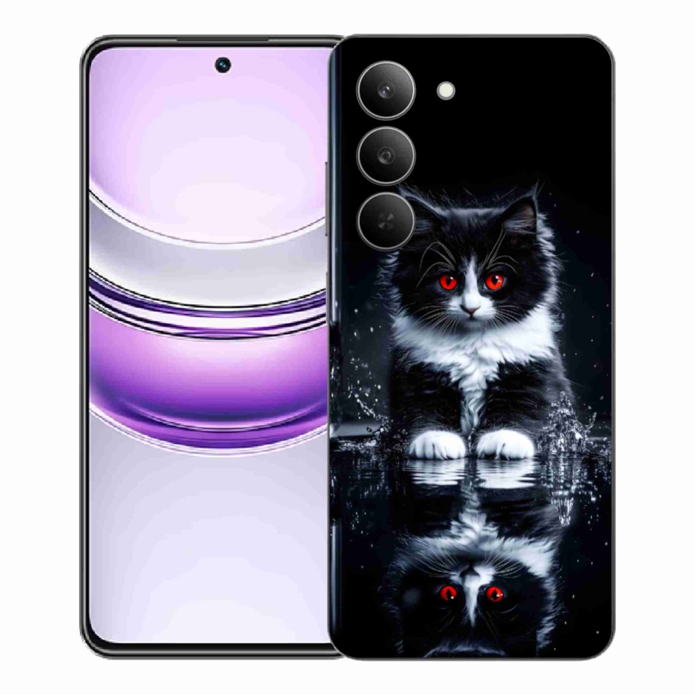 Gélový kryt mmCase na Realme 14x 5G - čiernobiele mačiatko