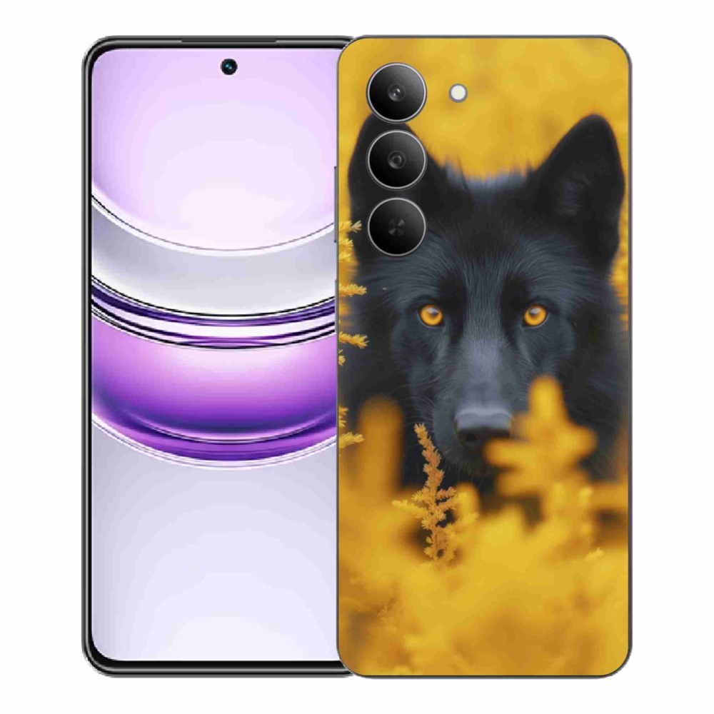 Gélový kryt mmCase na Realme 14x 5G - čierny vlk 2