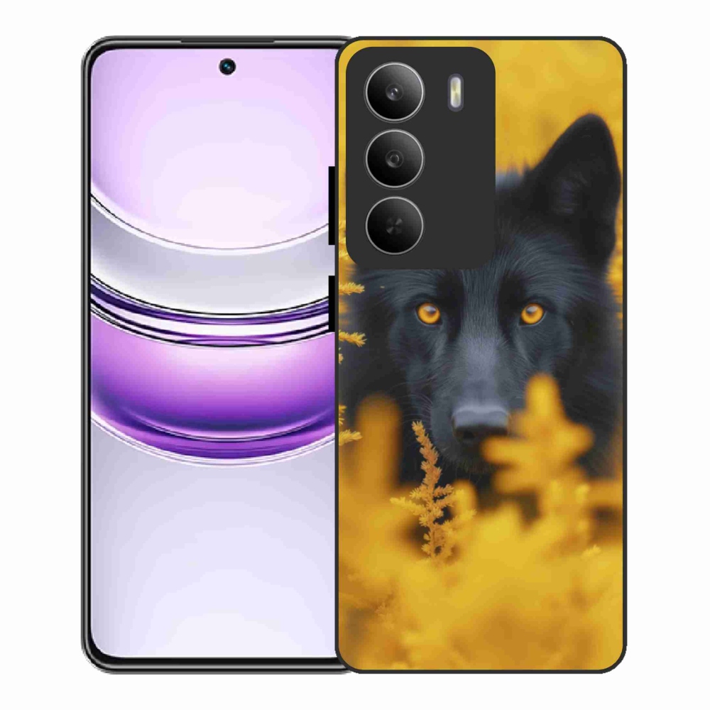 Gélový kryt mmCase na Realme 14x 5G - čierny vlk 2