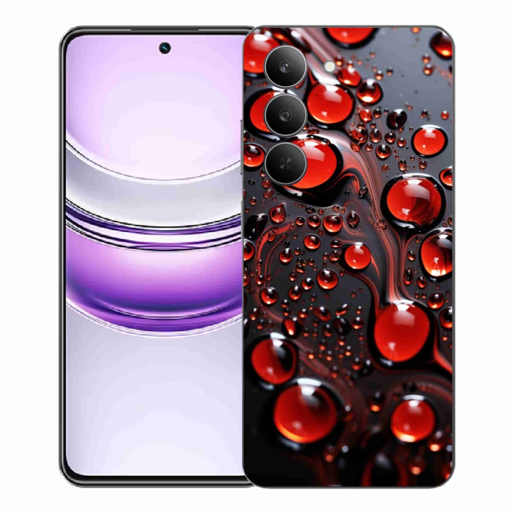 Gélový kryt mmCase na Realme 14x 5G - červené kvapky 2