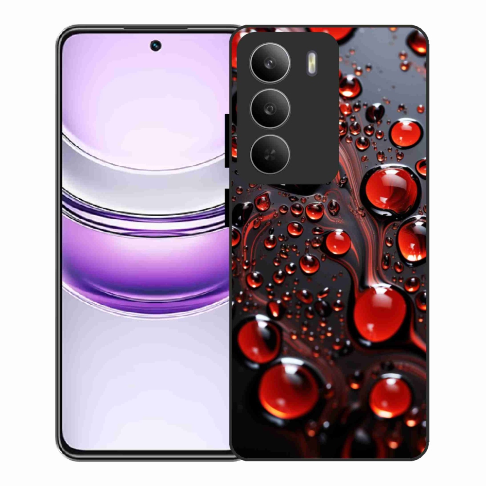 Gélový kryt mmCase na Realme 14x 5G - červené kvapky 2