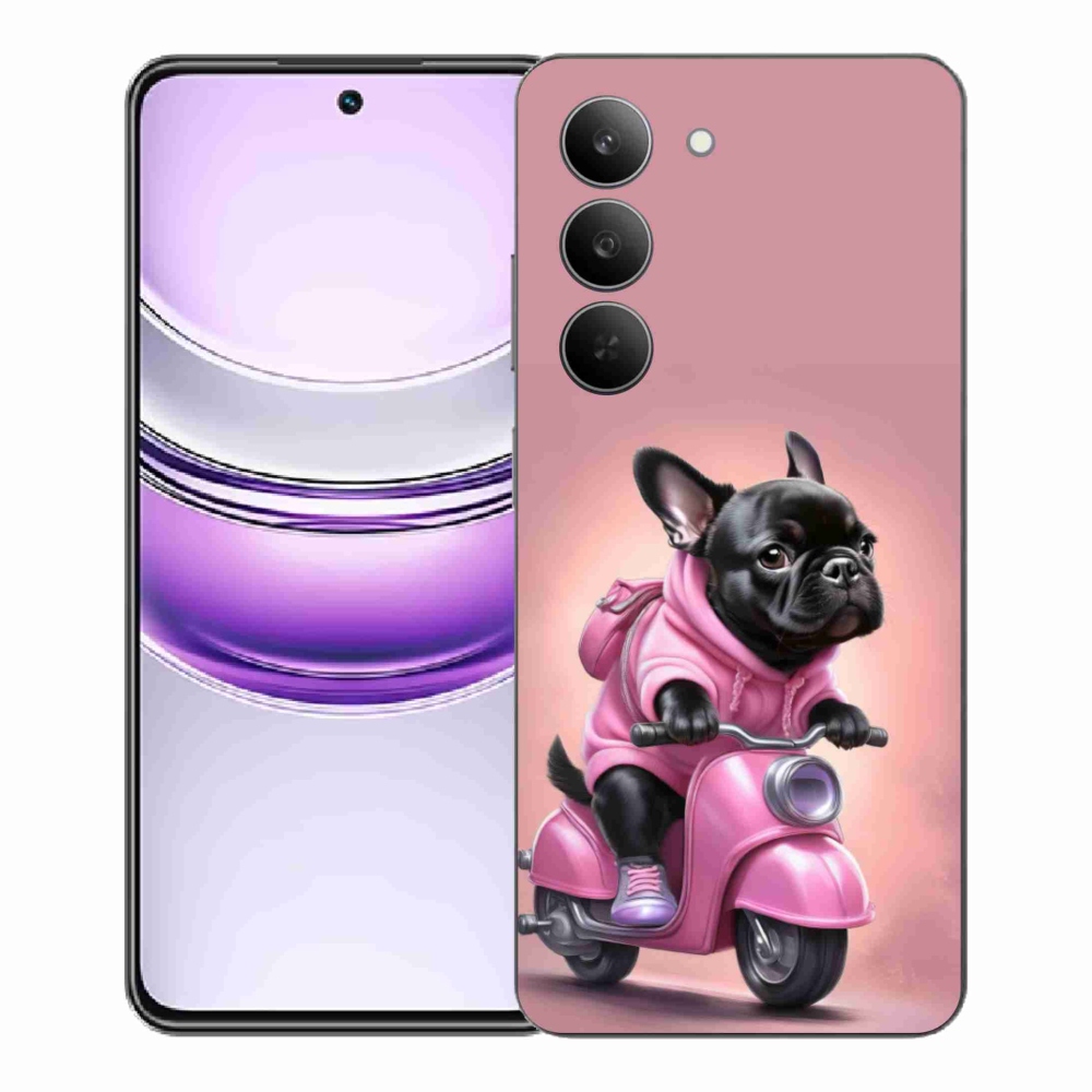 Gélový kryt mmCase na Realme 14x 5G - francúzsky buldoček na skútri