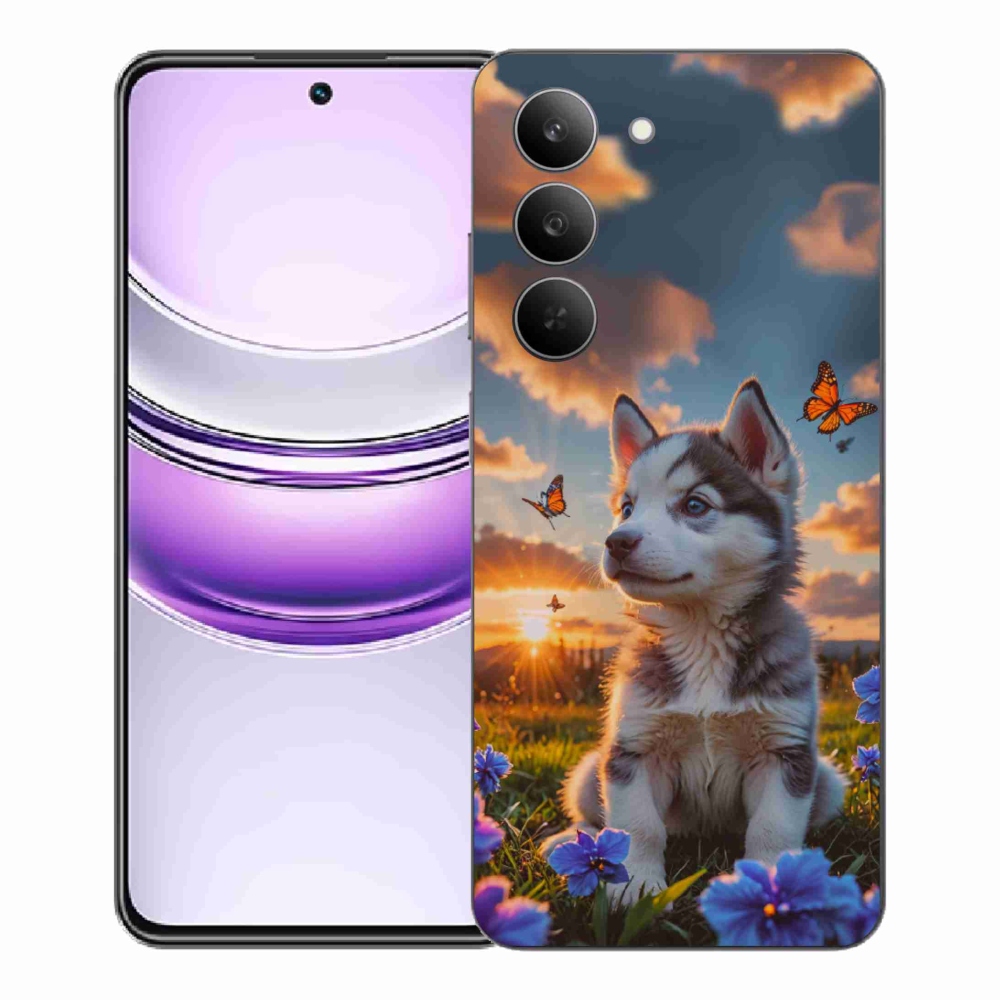 Gélový kryt mmCase na Realme 14x 5G - husky pri západe slnka