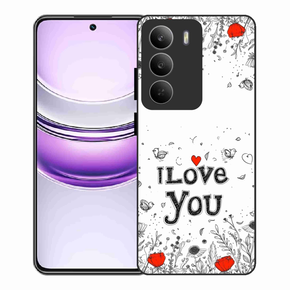 Gélový kryt mmCase na Realme 14x 5G - I love you biele pozadie