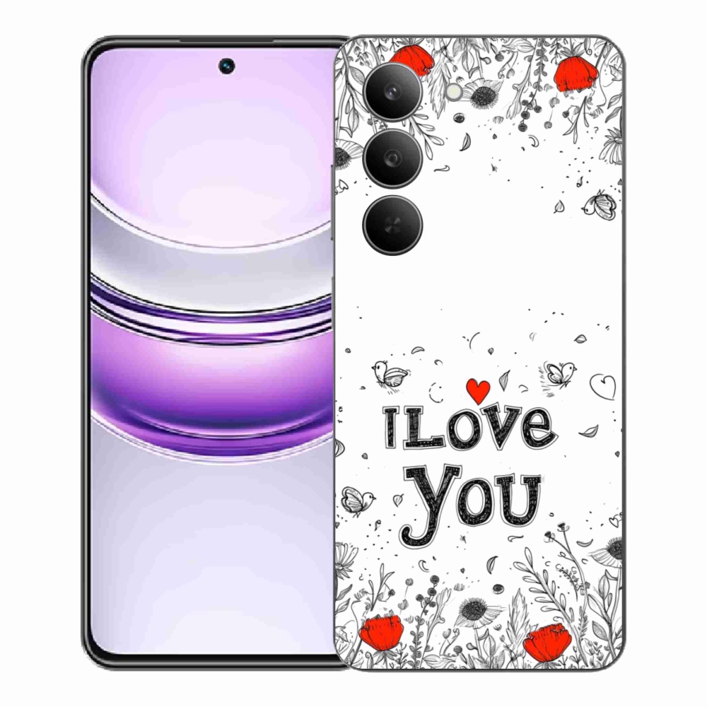 Gélový kryt mmCase na Realme 14x 5G - I love you biele pozadie