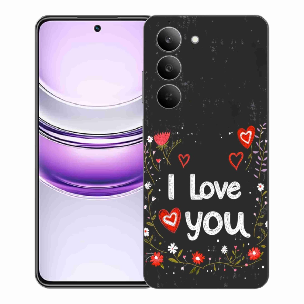Gélový kryt mmCase na Realme 14x 5G - I love you čierne pozadie
