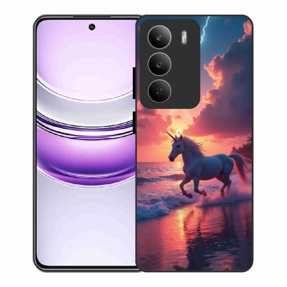 Gélový kryt mmCase na Realme 14x 5G - jednorožec na pláži