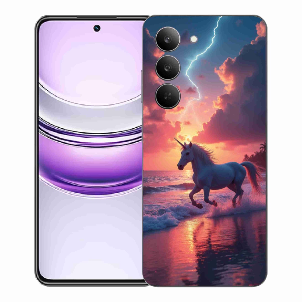 Gélový kryt mmCase na Realme 14x 5G - jednorožec na pláži