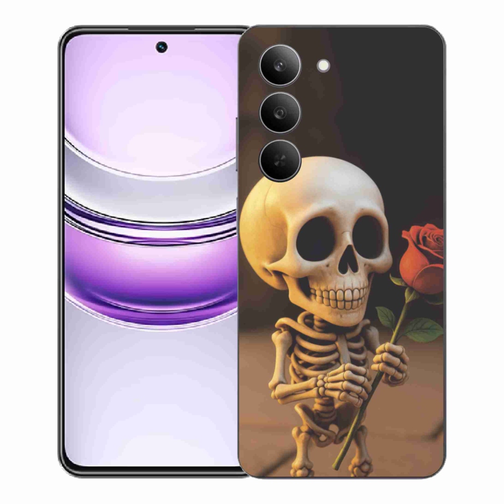 Gélový kryt mmCase na Realme 14x 5G - kostlivec s ružou