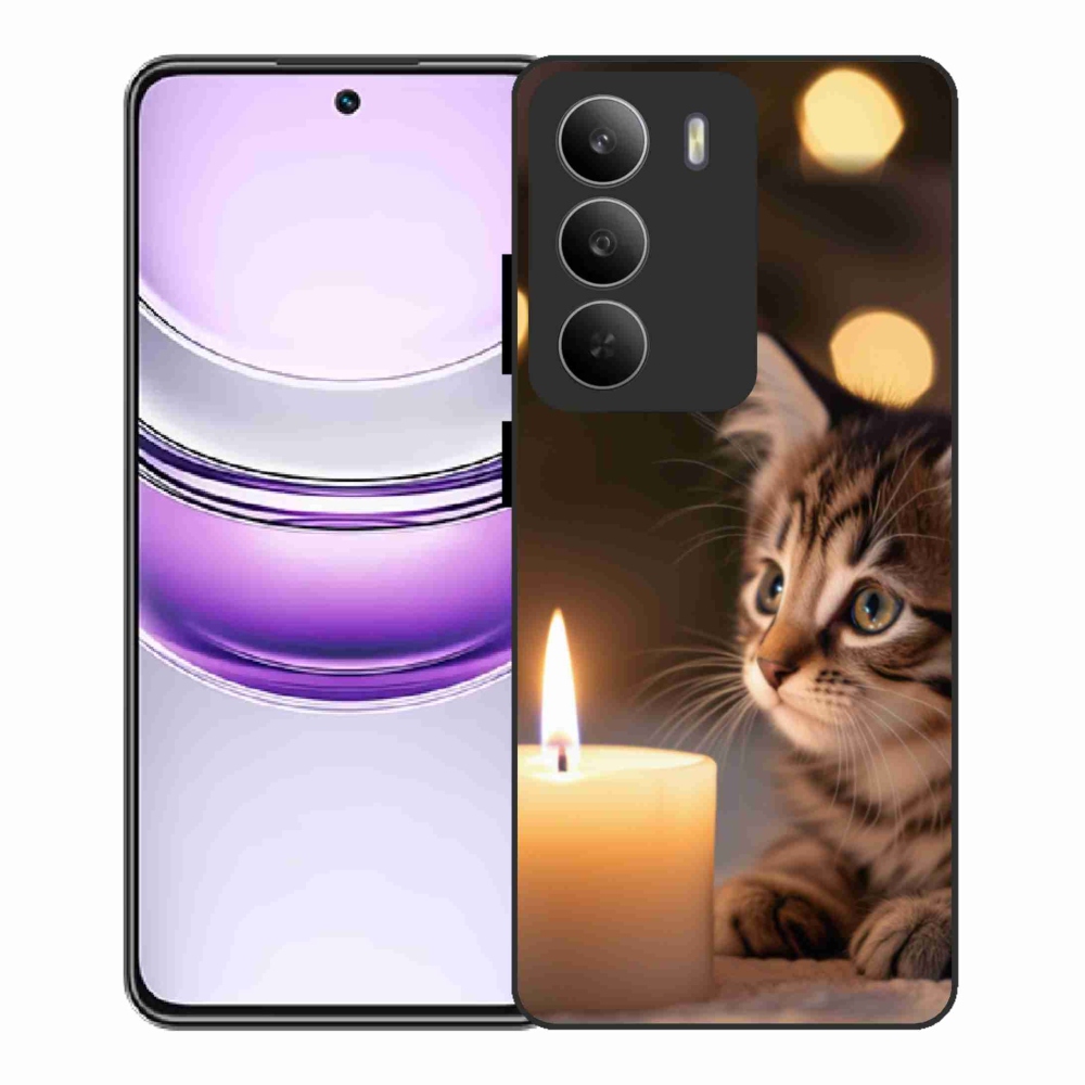 Gélový kryt mmCase na Realme 14x 5G - mačiatko a sviečka