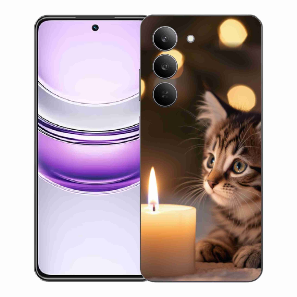Gélový kryt mmCase na Realme 14x 5G - mačiatko a sviečka