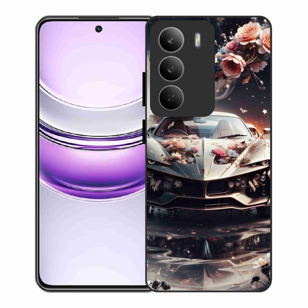 Gélový kryt mmCase na Realme 14x 5G - kvetinový športový automobil