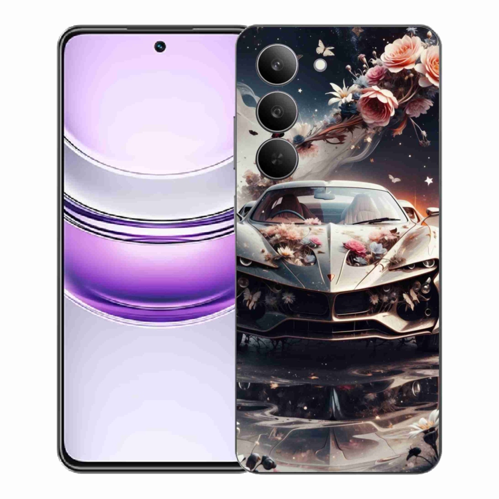 Gélový kryt mmCase na Realme 14x 5G - kvetinový športový automobil