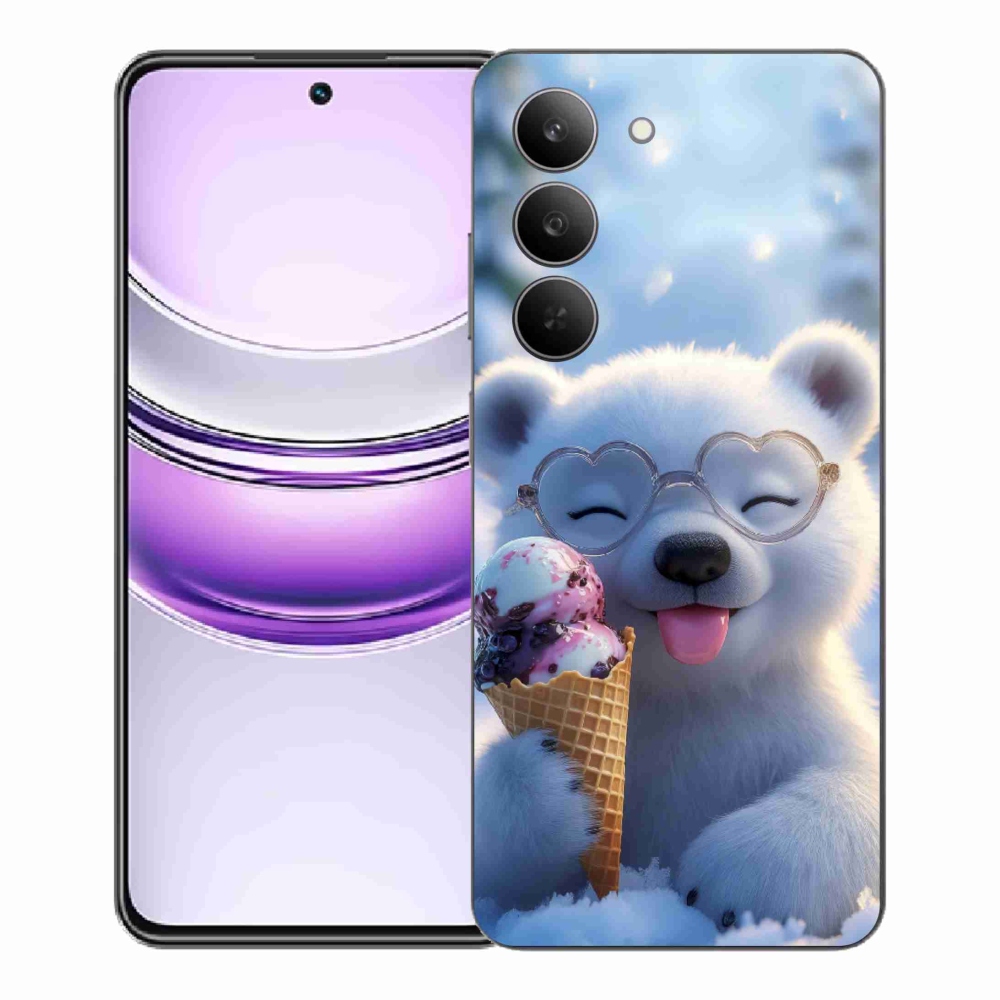 Gélový kryt mmCase na Realme 14x 5G - medvedík so zmrzlinou