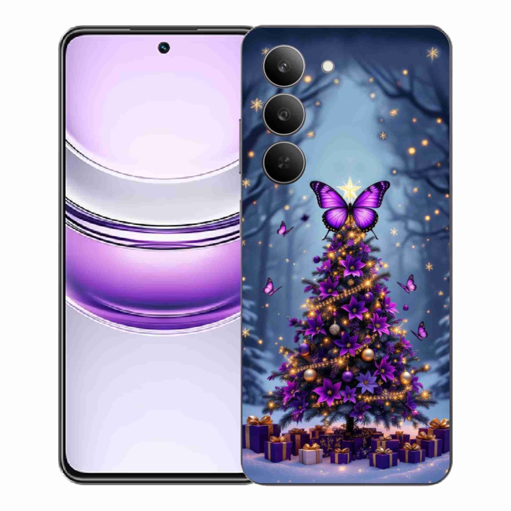 Gélový kryt mmCase na Realme 14x 5G - motýlí vianočný stromček