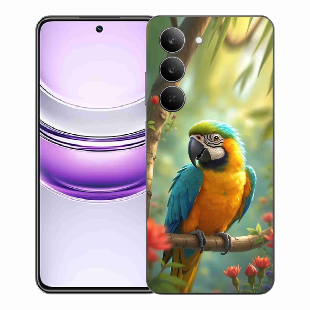 Gélový kryt mmCase na Realme 14x 5G - papagáj ara modrožltá