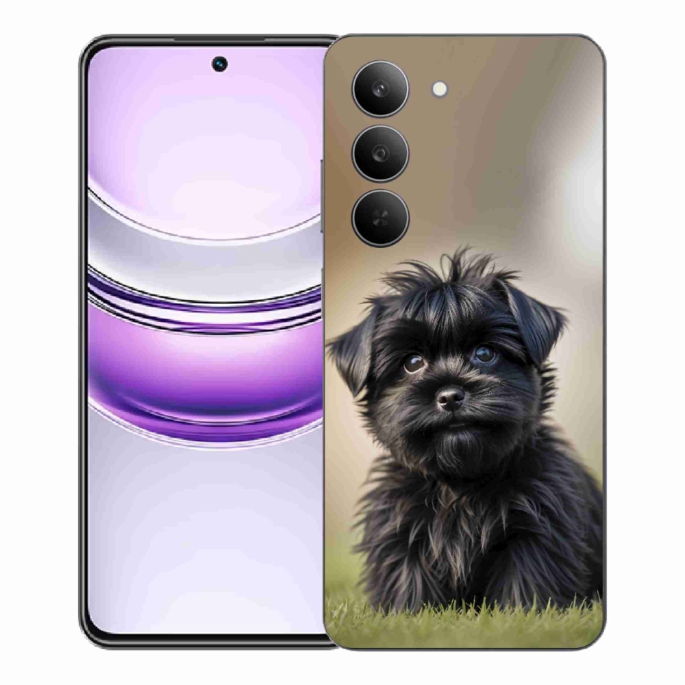 Gélový kryt mmCase na Realme 14x 5G - roztomilý čierny psík