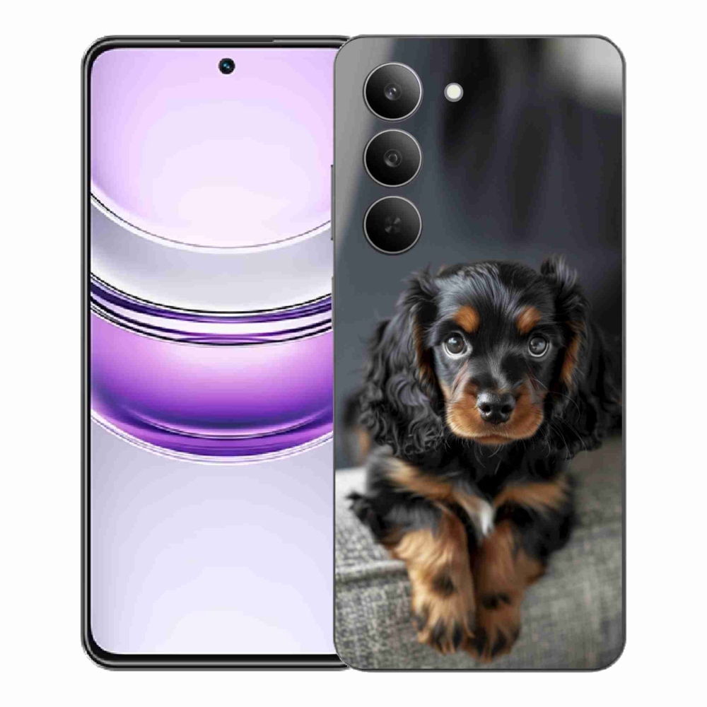 Gélový kryt mmCase na Realme 14x 5G - roztomilý dlhosrstý jazvečík