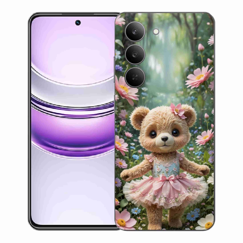 Gélový kryt mmCase na Realme 14x 5G - roztomilý medvedík v kvetoch