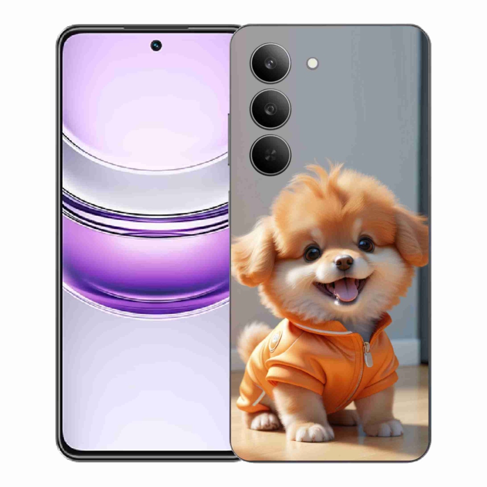 Gélový kryt mmCase na Realme 14x 5G - roztomilý pomeranian v mikine