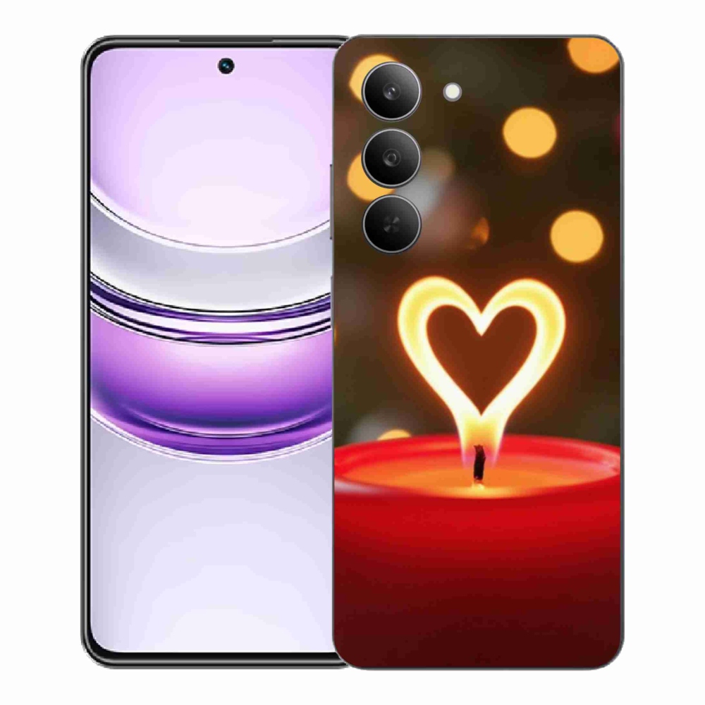 Gélový kryt mmCase na Realme 14x 5G - srdce z plameňa
