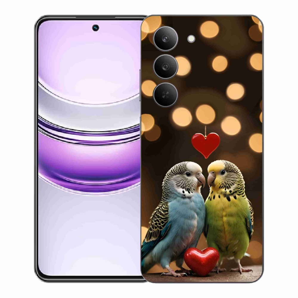 Gélový kryt mmCase na Realme 14x 5G - zamilovaní papagáje