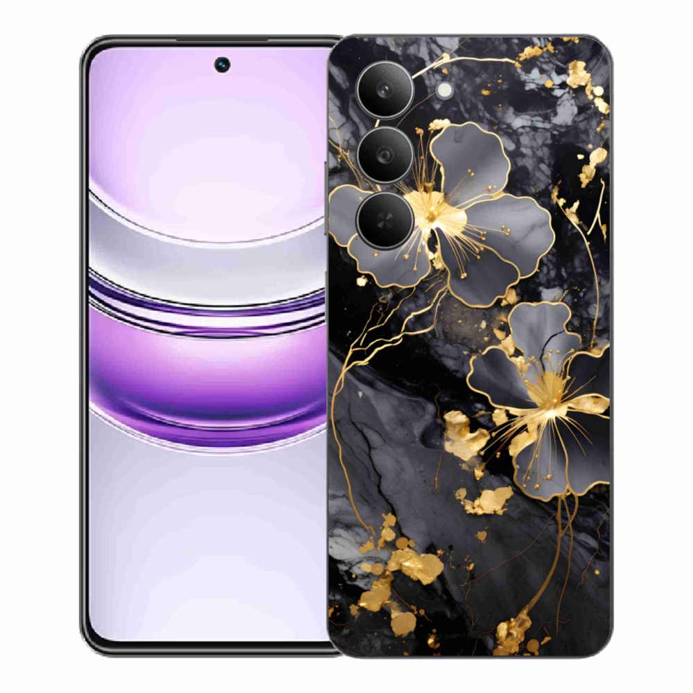 Gélový kryt mmCase na Realme 14x 5G - zlaté kvety
