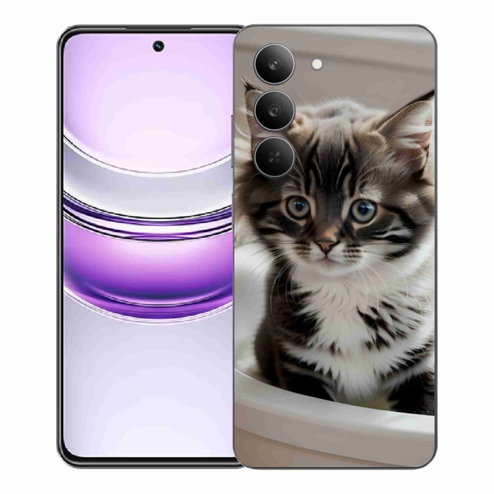 Gélový kryt mmCase na Realme 14x 5G - zvedavé mačiatko