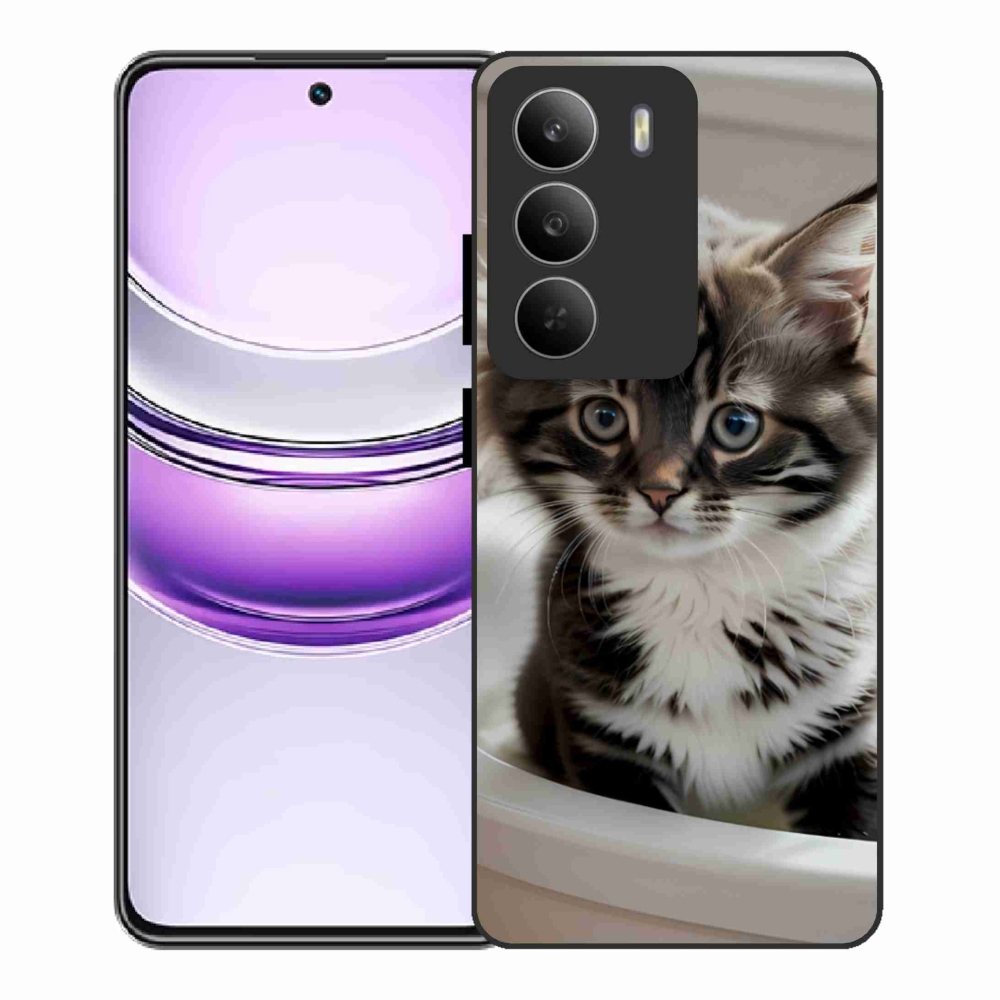 Gélový kryt mmCase na Realme 14x 5G - zvedavé mačiatko