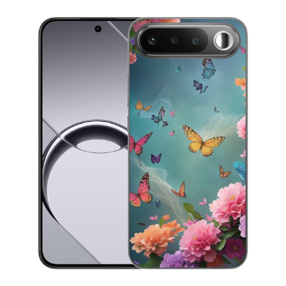 Gélové puzdro mmCase pre Realme 16 5G – farebné kvety a motýle