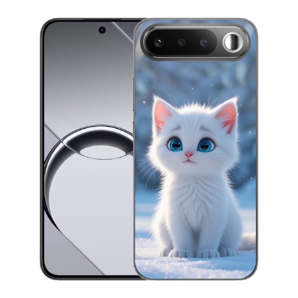 Gélový obal mmCase pre Realme 16 5G – biele mačiatko 3