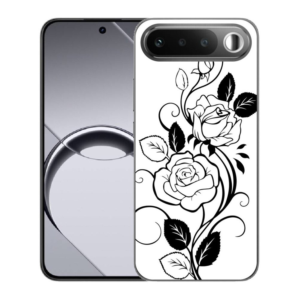 Gélový obal mmCase pre Realme 16 5G – čierno-biela ruža