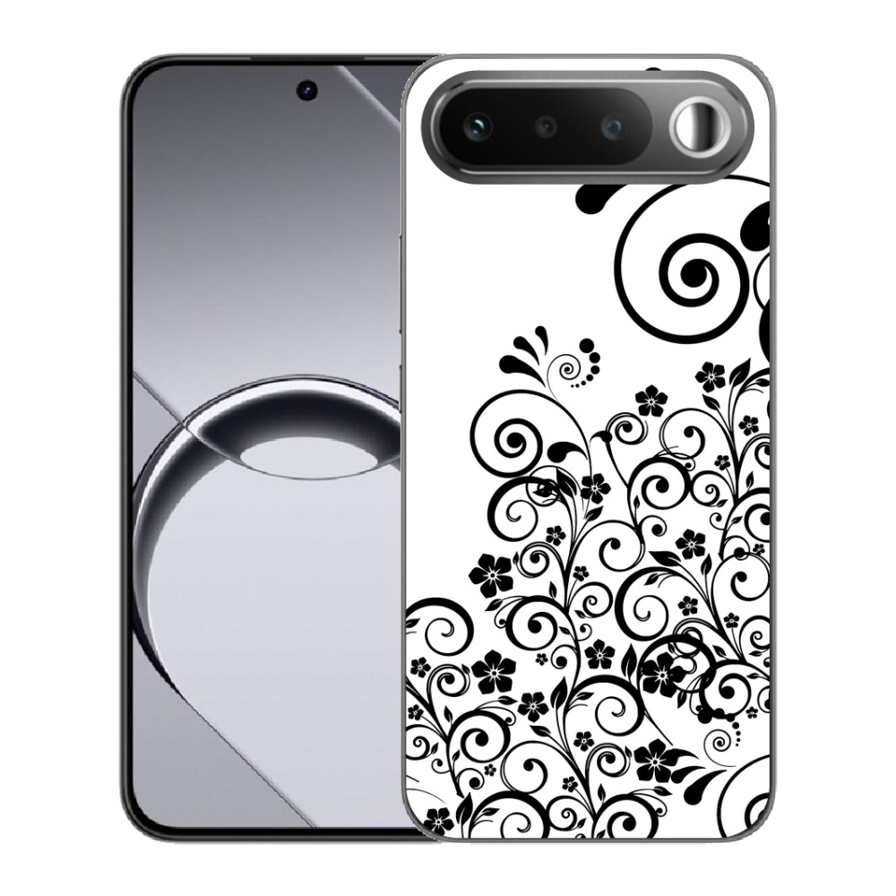 Gélové puzdro mmCase pre Realme 16 5G – čierno-biele kvetinové vzory