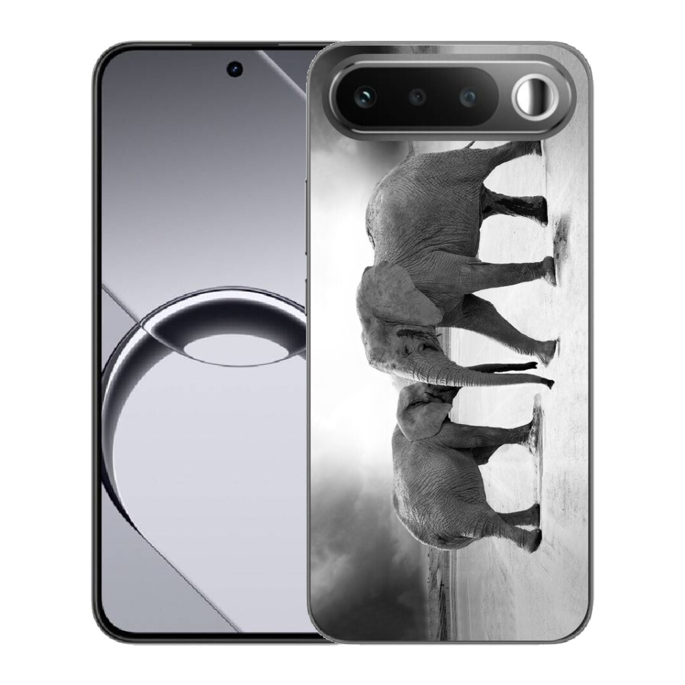 Gélový obal mmCase pre Realme 16 5G – čierno-biele slony