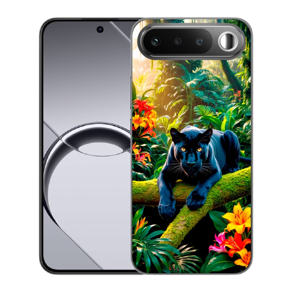 Gélový obal mmCase pre Realme 16 5G – čierny panter v džungli