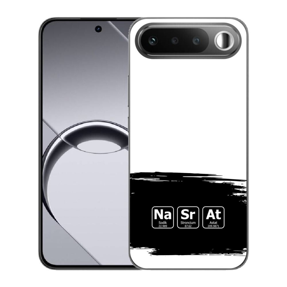 Gélový obal mmCase pre Realme 16 5G – chemické prvky na čierno-bielom pozadí