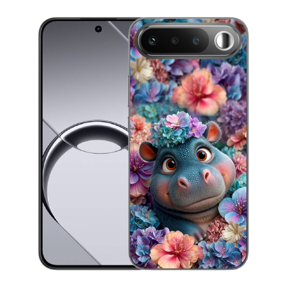 Gélový obal mmCase pre Realme 16 5G – hroch medzi kvetinami
