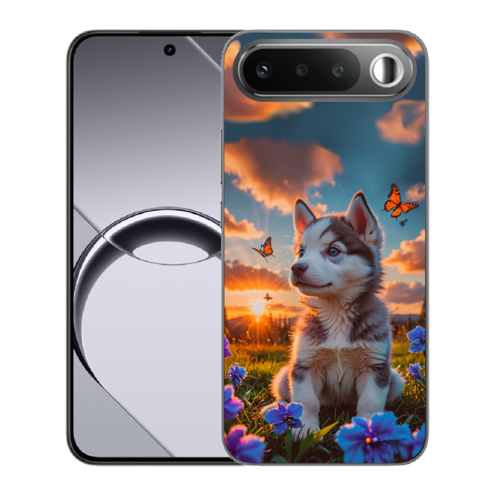 Gélové puzdro mmCase pre Realme 16 5G – husky pri západe slnka