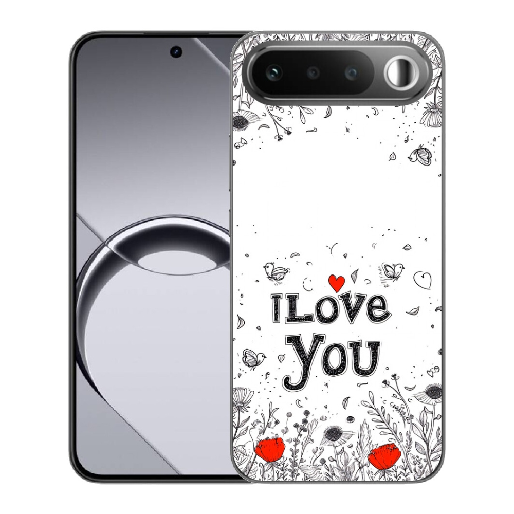 Gélový obal mmCase pre Realme 16 5G – I love you s bielym pozadím