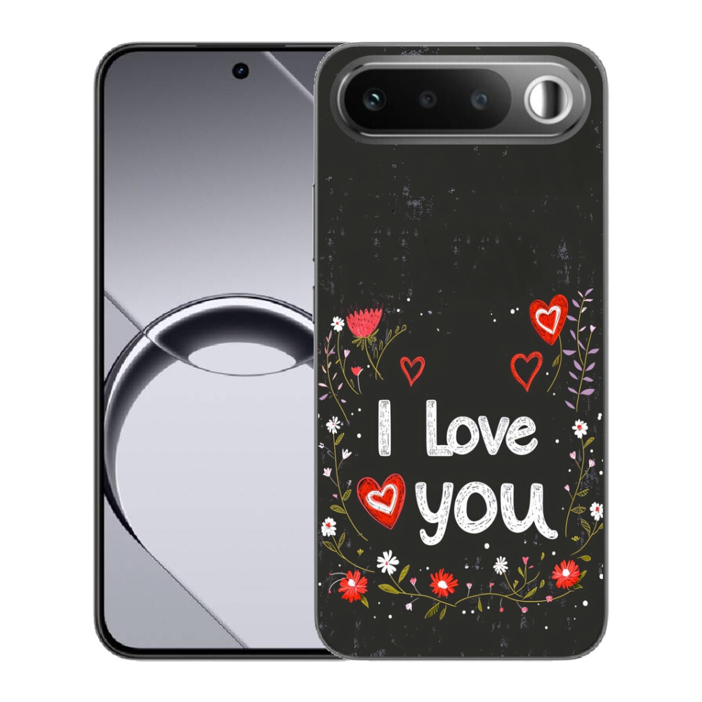 Gélový obal mmCase pre Realme 16 5G – I love you s čiernym pozadím