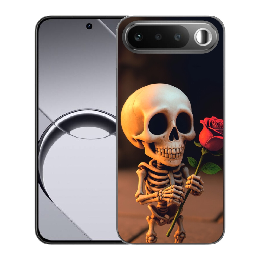 Gélový obal mmCase pre Realme 16 5G – kostra s ružou
