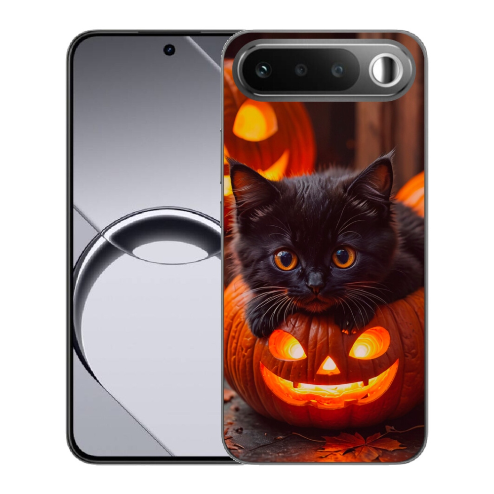 Gélový obal mmCase pre Realme 16 5G – mačiatko a tekvica