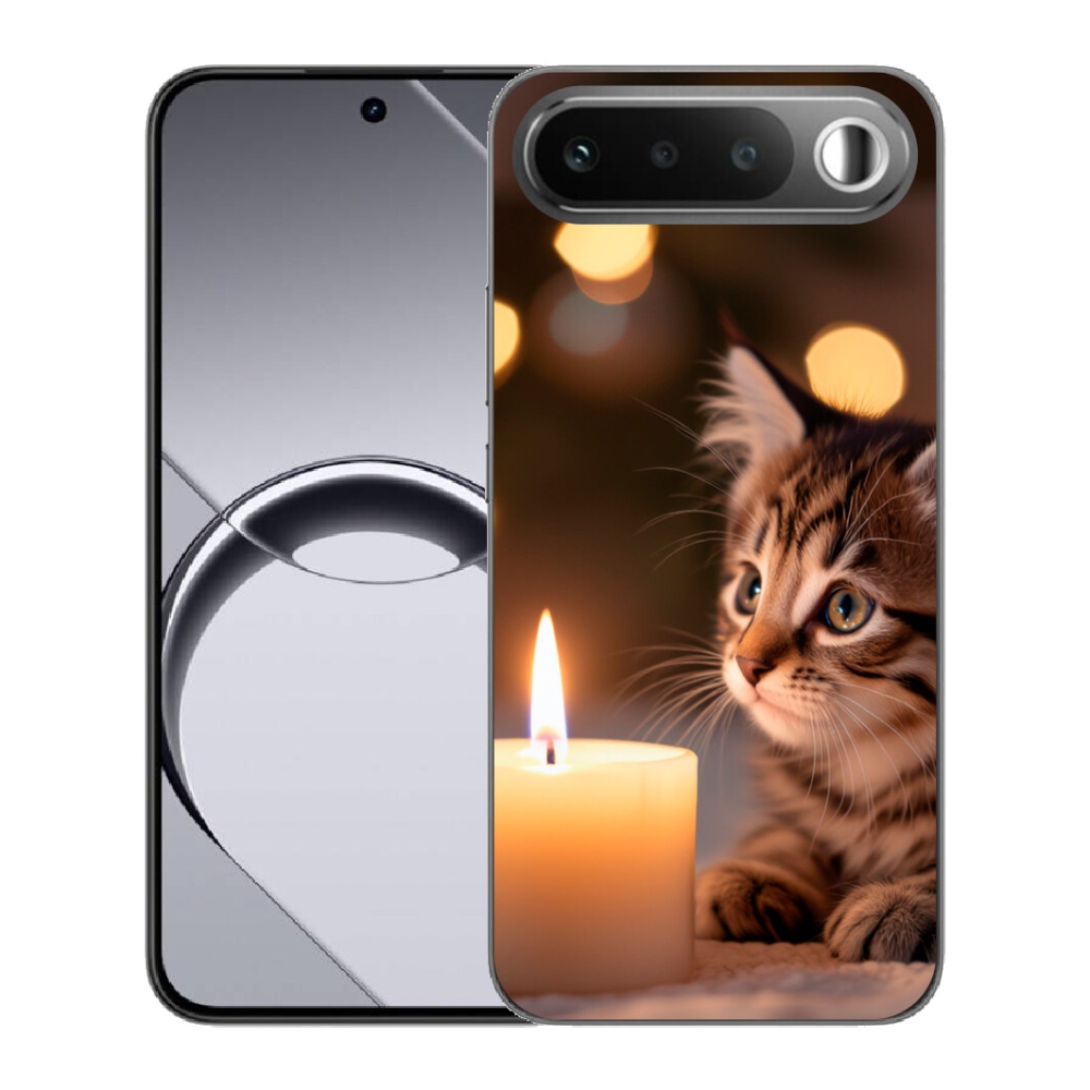 Gélový obal mmCase pre Realme 16 5G – mačiatko a sviečka