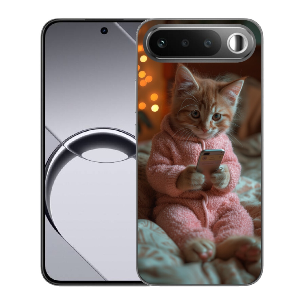 Gélové puzdro mmCase pre Realme 16 5G – mačiatko s mobilom