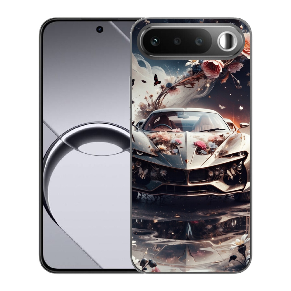 Gélový obal mmCase pre Realme 16 5G – kvetinový športový automobil