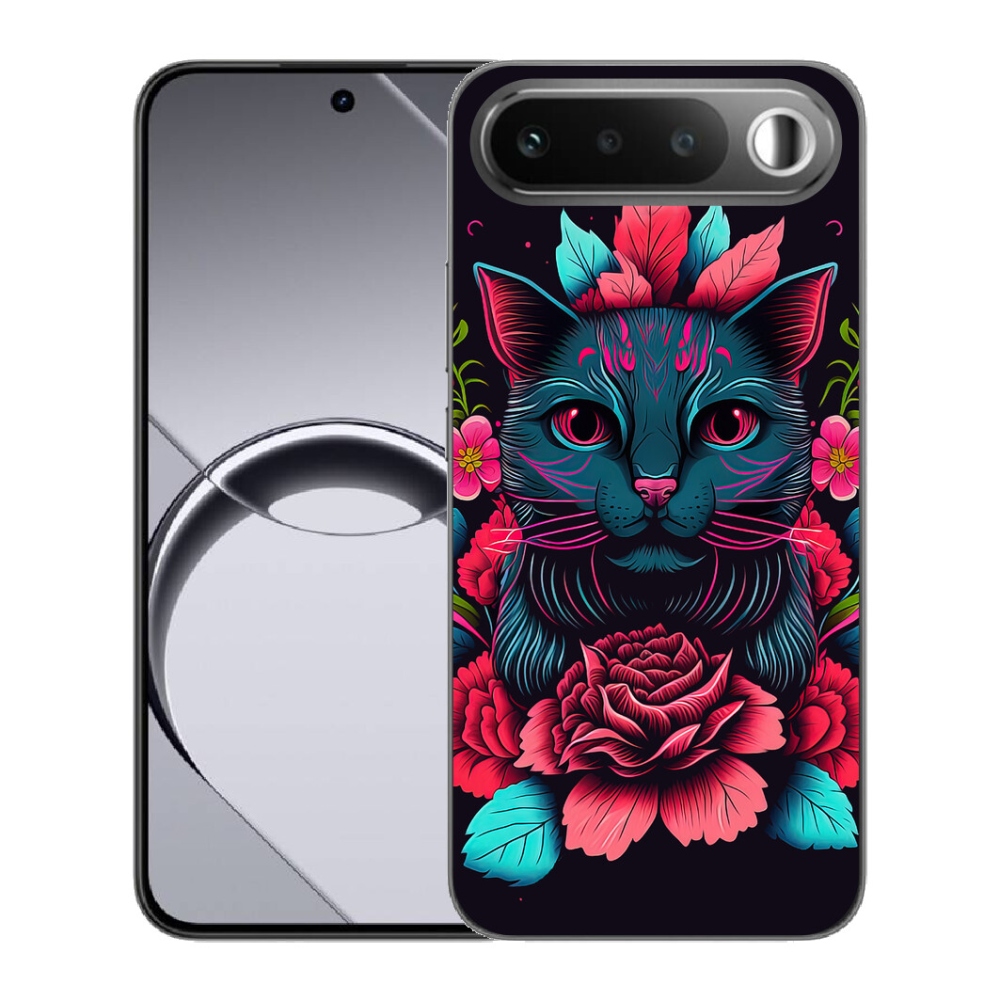 Gélový obal mmCase pre Realme 16 5G – kvety a mačka