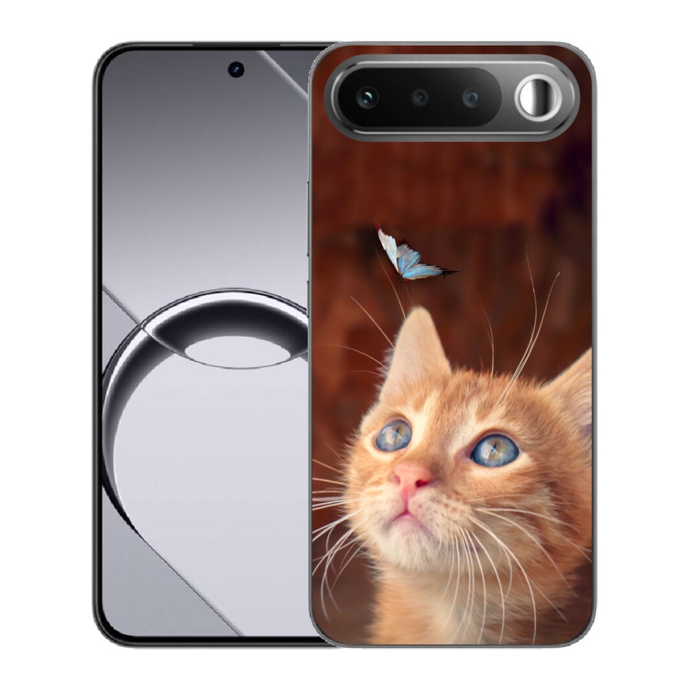 Gélové puzdro mmCase pre Realme 16 5G – motýľ a mačiatko